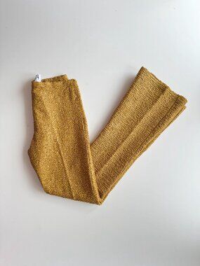 Vintage 90's TRIPP NYC Gold Ruched Y2K Slim Fit Flared Pants Trousers, Size M